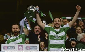  Oughterard&#039;s Eddie O&#039;Sullivan, left, and Ronan Molloy lifted the cup following the AIB  All-Ireland Intermediate Club Championship final, but now they face the country&#039;s  senior champions Corofin on the opening weekend of the Galway Senior Football Championship. Photo: Ramsey Cardy/Sportsfile