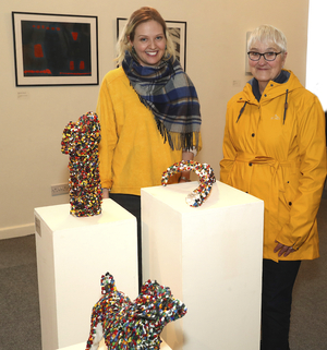 Sarah Wren Wilson (left) pictured with Susan Graham at the opening of the &quot;Together Now: Engagement Project in Mayo&quot; in the Linenhall Arts Centre. Photo: Michael Donnelly. 
 