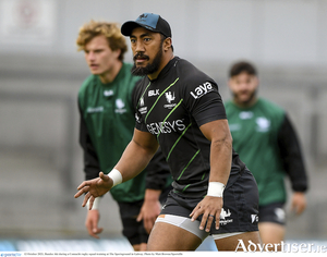  Connacht&#039;s Bundee Aki, always ready and raring to go, is back in full training at the Sportsground after his Lions&#039; tour to South Africa in preparation for Saturday&#039;s clash with Munster.  
Photo by Matt Browne/Sportsfile