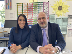 Pictured at their recent PASS (parent advisory student support) meeting are Sinead Farragher, deputy principal, and John Cleary, principal, Merlin College. 