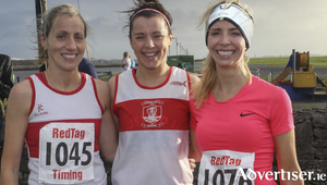 Resolution Run top three women: L to R, Regina Casey (third), winner Kathryn Casserly, and Catherine Thornton (second). Photo: John O Connor