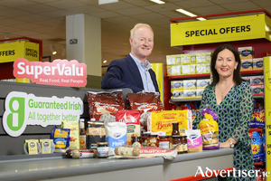 Guaranteed Irish Food Month (June) celebrates Irish  Food and Drink producers at annual Food Forum on June 16 - visit Guatanteedirish.ie to register&quot; sponsored  by SuperValu and BDO. Pictured at the launch are Ray Kelly, marketing director, Musgrave Retail partners and Brid O&#039;Connell, CEO, Guaranteed Irish