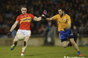 Into the semi-finals: Castlebar Mitchels Paddy Durcan and Knockmore&#039;s Kevin McLoughlin were key men in their sides progress to the semi-finals of the Mayo GAA Senior League Division 1 last weekend. Photo: Sportsfile 