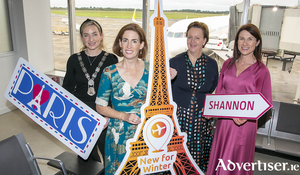 From left: Olivia O&#039;Sullivan, Cathaoirleach of Limerick City; Minister of State for Transport, Hildegarde Naughton; Maria O&#039;Gorman Skelly, The Strand Hotel Limerick; and Mary Considine, CEO The Shannon Airport Group.