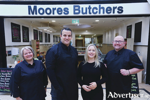 Left to right, Rita Zakarauskiene, Liam and Lorraine Moore and Iain Kinehan. of Moores Butchers, 
Terryland Shopping Centre. Photo: Mike Shaughnessy