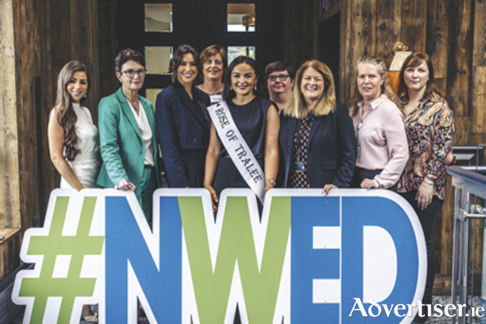 Pictured at the NWED event hosted in Glasson Lakehouse were, l-r, Sarah Jane Foster - SJF Prodcutions, Patricia Gibney - Crime Fiction Author, Suzanne Jackson - SoSu Cosmetics, Irene Lynch - Business Advisor, LEO Westmeath, Rachel Duffy - International Rose of Tralee 2022, Mary Murray - Admin, LEO Westmeath, Christine Charlton - Head of Enterprise, LEO Westmeath, Catriona Duffy - Business Advisor, LEO Westmeath, Jennifer Daly - Admin, LEO Westmeath 
