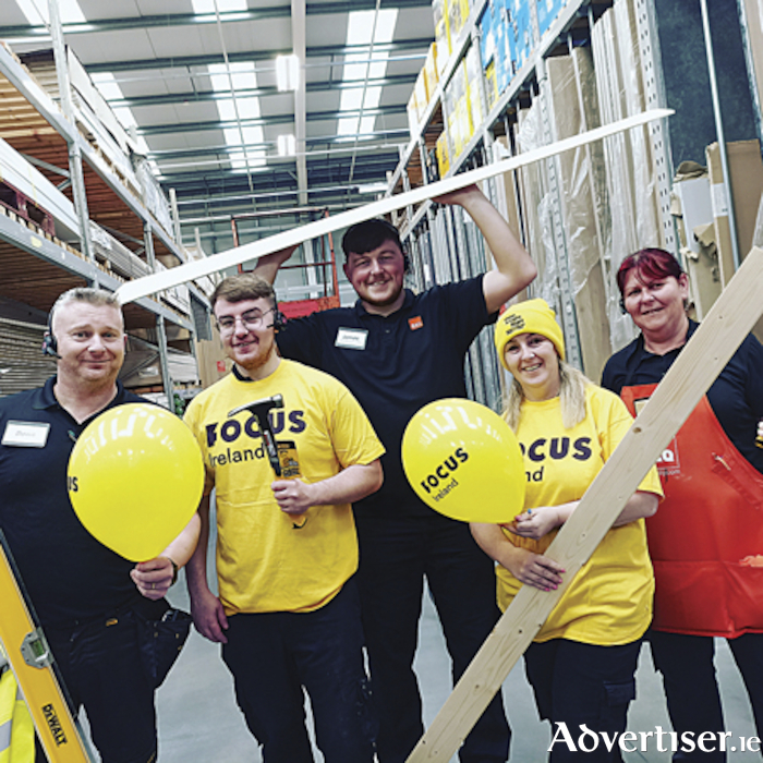 B&Q employees, pictured, l-r, Denis Francis, Ronan Shine, James Keane Flanagan, Janette White and Lisa O’Connor at the Raise the Roof fundraiser for Focus Ireland. Picture by Morgan Fagg.
