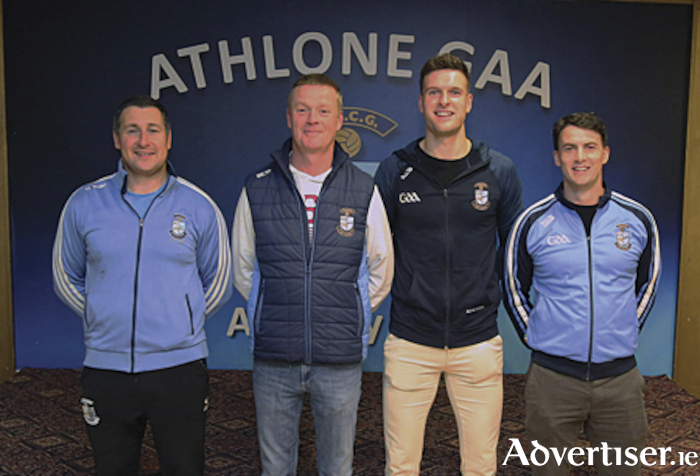 Pictured in Pairc Chiarain Athlone GAA were, l-r, Joe Fallon, Fergal O’Toole, chairperson, Robbie Forde, Games Promotion Officer and John Connellan