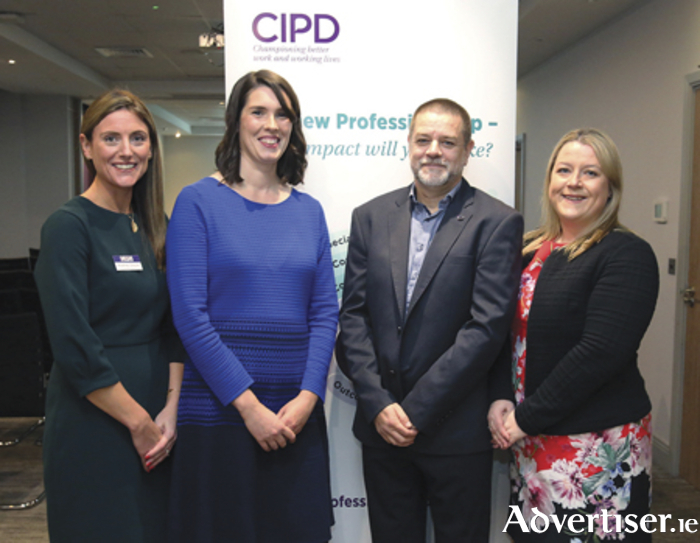Audrey Doyle (CIPD Midlands Committee), Helen Dowling (Speaker), Tom O’Connor (Speaker) and Lisa Mulvihill (Chairperson, CIPD MIdlands Committee), are pictured at the recent CIPD Midlands networking event in the Radisson Blu Hotel Athlone
