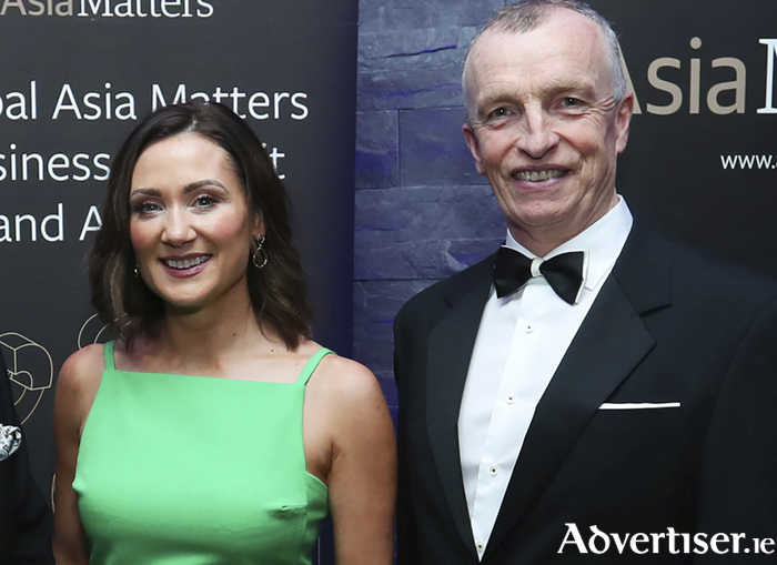Aerogen’s Head of Legal and Tax, Deirdre O’Grady, with CEO John Power at the Asia Matters’ Asia Business Awards at the Radisson Hotel, Golden Lane, Dublin, where Aerogen was named Technology Exporter of Year. 
Picture: Maxwells