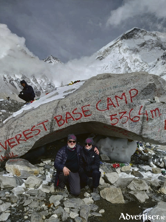 Rebecca and her dad Tim at Everest Base Camp this week.