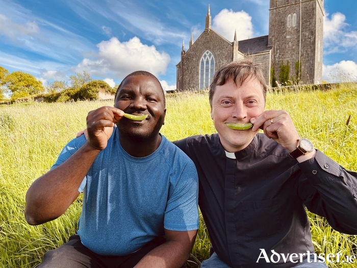 To coincide with Christian Aid Week,  the Venerable John Godfrey, Church of Ireland rector of Aughrim and Creagh Parish Union shared a photo with a pea pod in place of his normal smile to demonstrate his happiness for pigeon pea farmers in southern Malawi who have seen their lives transformed since joining Christian Aid-supported cooperatives. Also celebrating was Aughrim and Creagh parishioner Gabriel Mwase who was born in Malawi.