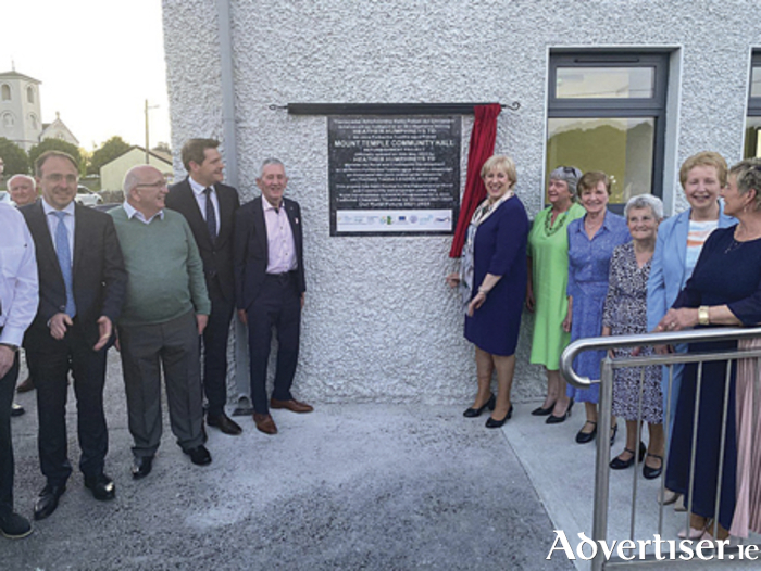 Minister Heather Humphreys is pictured following her unveiling of a plaque to mark the formal reopening of the refurbished Mount Temple community hall
