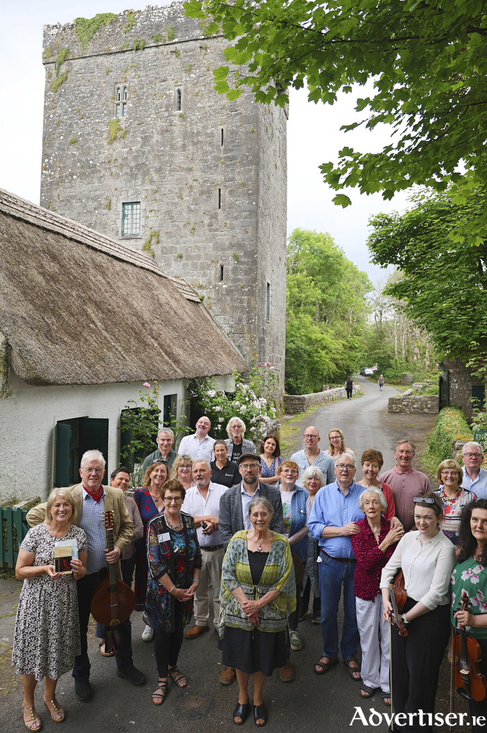 The gathering at Thoor Ballylee on Tuesday for a special celebration to mark the 100th Anniversary of W.B. Yeats receiving the Nobel Prize for Literature.  Photo:- Mike Shaughnessy 