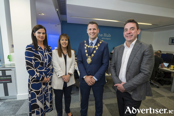 Along with the  Mayor of Galway City, Cll. Eddie Hoare were Marie Meehan, Head of Galway City BOI, Aine McCleary Chief Customer Officer and BOI Chief Executive Myles O'Grady at the launch.   
Photo Andrew Downes Xposure.