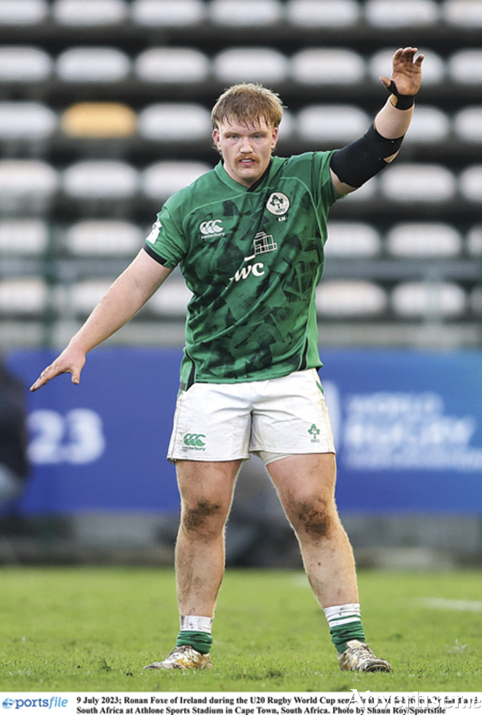 Rosemount native, Ronan Foxe, pictured during Ireland’s U20 Rugby World Cup semi-final victory over South Africa at Athlone Sports Stadium in Cape Town, South Africa. 
Photo by Shaun Roy/Sportsfile.