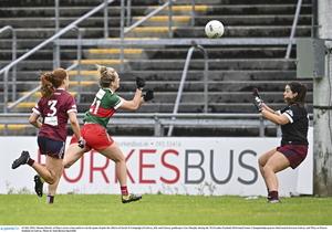 Howley&#039;s Heroics: Shauna Howley of Mayo scores a late point to win the All-Ireland Senior Championship quarter-final match between Galway and Mayo at Pearse Stadium in Galway. Photo: Sportsfile 