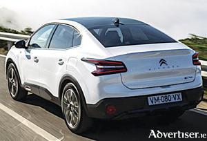 Citroen says the e-C4 X electric model redefines the sedan by introducing the modern and popular crossover element.