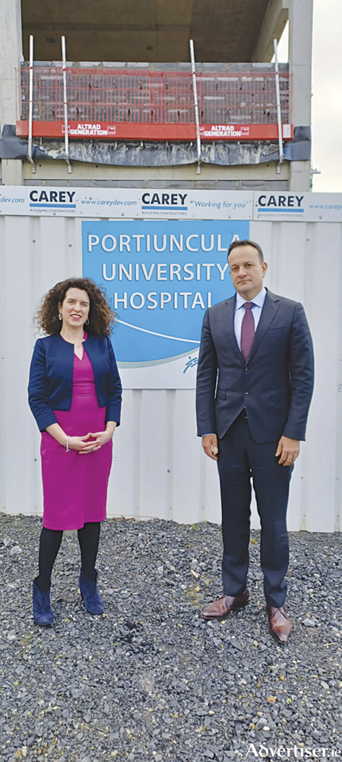Local Fine Gael Senator Aisling Dolan is pictured with An Taoiseach Leo Varadkar during a recent visit to Portiuncula University Hospital
