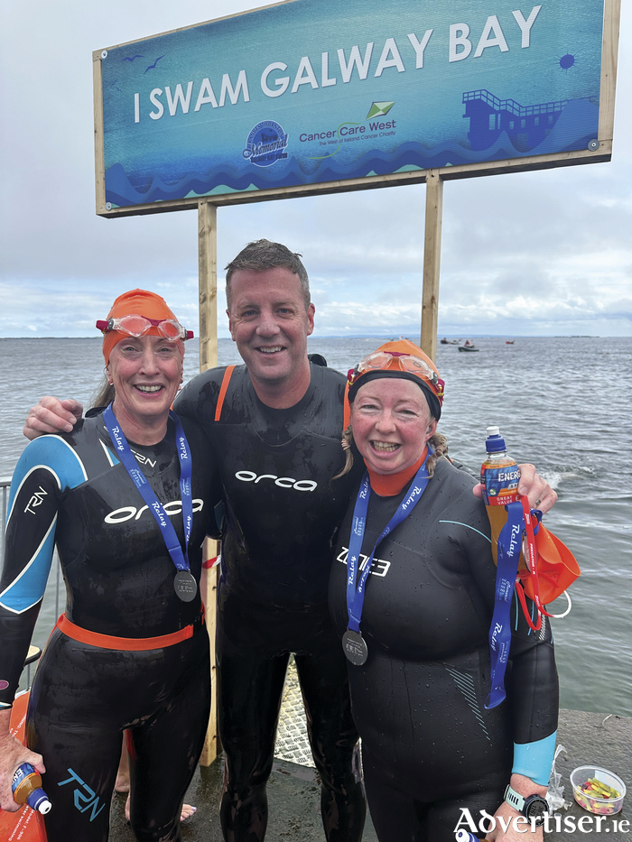 Niamh Flavin, Austin Sammon and Sarah King completed the Galway Bay Swim