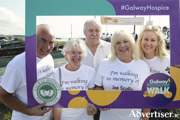 At the Galway Memorial Walk in aid of Galway Hospice L-R Michael Feeney, Rita Scully, John Scully, Mary Feeney and daughter Karen Feeney, Claddagh. 
Photo Sean Lydon