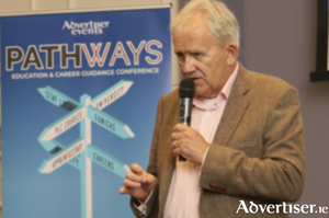 Brian Mooney speaking at the Pathways Education and Career Guidance Conference hosted by the Galway Advertiser Newspaper in the Galmont Hotel on Tuesday.