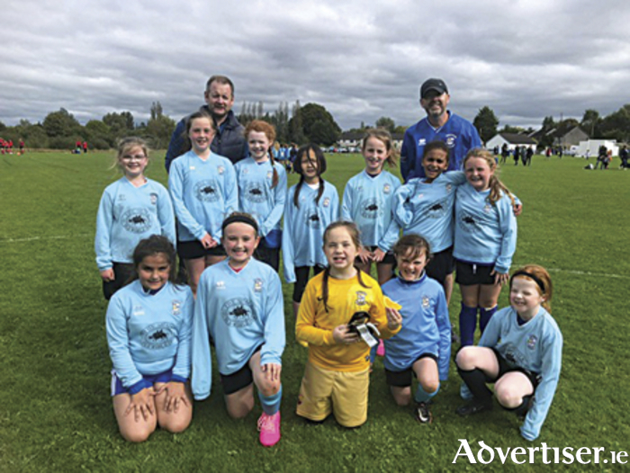 The St Francis FC Under 10 girls team, with coaches, Darrell Kelly and Eoin Mannion, which recently contested their inaugural fixture in the MSL