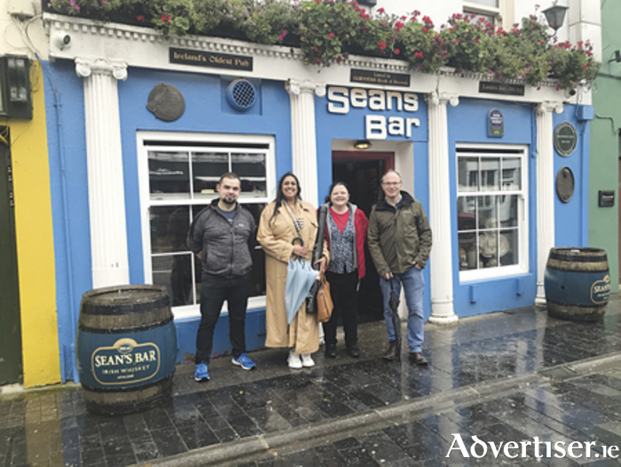 Athlone Toastmasters members are pictured outside Sean’s Bar during a recent community visit with their ‘Foyle Speakers’ Derry Toastmasters counterparts