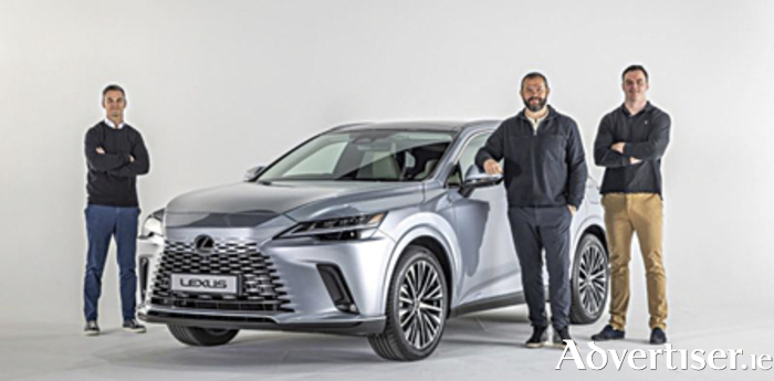 Pictured, l-r, Jonathan Sexton - Irish Rugby Team Captain, the impressive Lexus RX Plug-In Hybrid, Andy Farrell - Irish Rugby Team Head Coach, and Irish rugby international star second-row James Ryan.