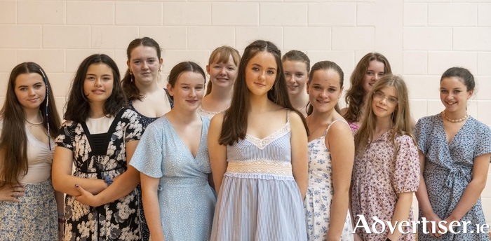 Some of the shining talents ready to take to the stage in Calasanctius College for this year’s school musical Dancing Queen-A Tribute to Abba. Olivia Gander, Alanna Moran, Muireann Mullen, Chloe O’Reilly, Clodagh Kelly, Sophie Smith, Juliet McLaughlin, Emma Kelly, Emma Scally, Stella McCusker, Ruby Quane. 