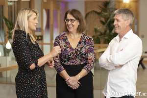 From left: sports broadcaster Jacqui Hurley; Anne O&#039;Connor, managing director, Vhi Health &amp; Wellbeing; and Ronan O&rsquo; Gara, head coach, La Rochelle at a VHI event to mark World Mental Health Day. 
Photo: Naoise Culhane.