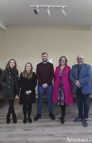 Pictured at the selection convention held in the Temperance Hall, Loughrea are (L-R): Lucina Kelly (Gort-Kinvara LEA),Mair&eacute;ad Farrell TD, Louis O&rsquo;Hara (Athenry-Oranmore LEA), Ailish O&rsquo;Reilly (Loughrea LEA), Chris MacManus MEP