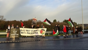 Members of the Galway branch of the Ireland-Palestine Solidarity Campaign at the opening of the Moycullen Bypass. 