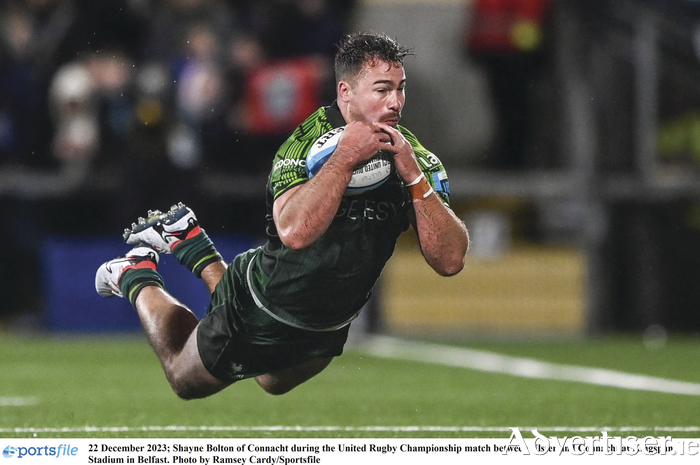 Shayne Bolton of Connacht during the United Rugby Championship match between Ulster and Connacht at Kingspan Stadium in Belfast. Photo by Ramsey Cardy/Sportsfile