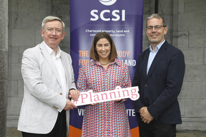 University of Galway President Ciaran O hOgartaigh, Dr. Therese Conway, Director of the new Masters in Planning and Development and James Lonergan, Head of Education with the SCSI at the launch of the MA.