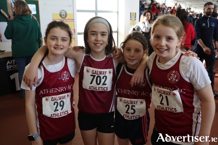 Athenry U9 girls relay team, Allysa McCarthy, Sheena Doggett, Éala Hebron, Carla Galligan