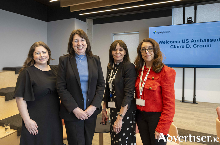 U.S Ambassador Claire D. Cronin (2nd from left) with  Haley O’Toole, HR Business Partner, Mary Masterson, Office Manager and  Annette Murphy Recruitment Manager, Signify Health.  Photo:Andrew Downes, Xposure   