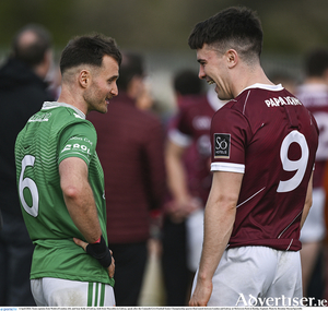 Two Maigh Cuilinn men (and team captains), Eoin Walsh and Sean Kelly share a joke after the Connacht Quarter-final. Galway will face Sligo in their next game.