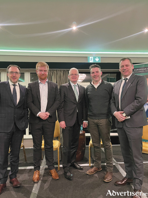 Pictured, l-r, Deputy Robert Troy, Paul Concannon, Oliver O&rsquo;Connor, Brian Rushe and Midlands -North West European election candidate, Deputy Barry Cowen 