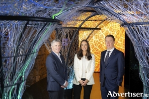 Pictured at EPIC The Irish Immigration Museum for the announcement of the 2024 EY Entrepreneur of the Year Finalists: Conor Hanley, CEO of FIRE1, Eimear McCrann, Director, EY Entrepreneur Of The Year and Roger Wallace, Partner Lead, EY Entrepreneur Of The Year. Photograph: Naoise Culhane