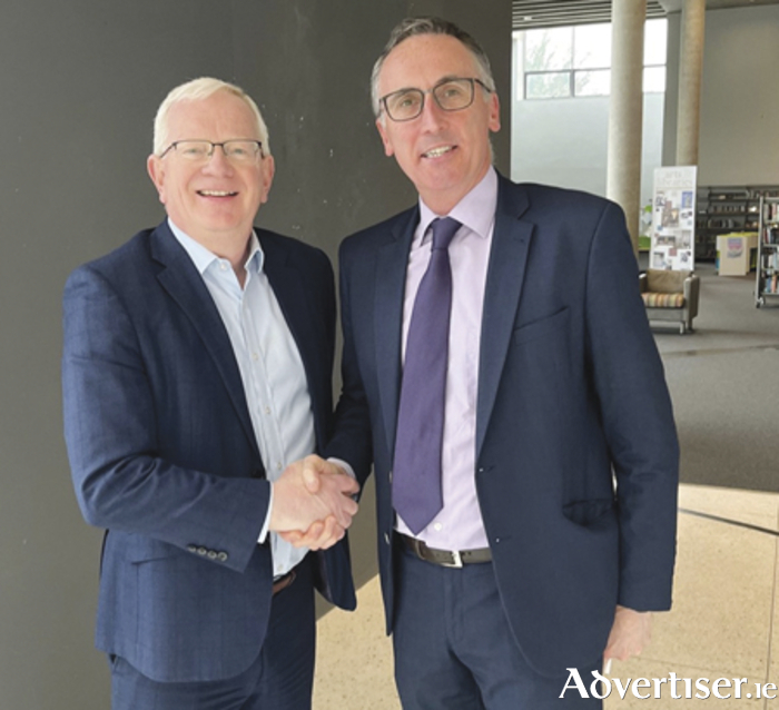 Cllr Aengus O’Rourke is pictured with TUS president, Professor Vincent Cunnane