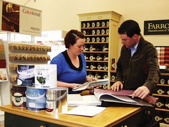Michelle Nally, the Briarhill based Pat McDonnell Paints colour consultant, pictured giving advice to a customer.	