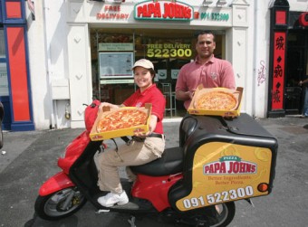 Two of the Papa John’s team — Maria Mugirne and Syed Nafees.
