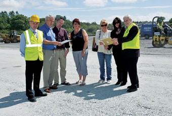 Members of Castlebar Tennis Club with Tom Murphy, Chairman of the Development Committee, checking the progress at the new club at  Lough Lannagh.
Photo: Ken Wright Photography 2008.