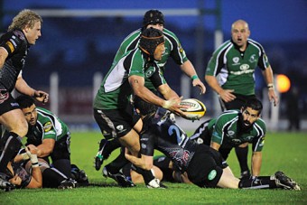 Ray Ofisa, Connacht, is tackled by Huw Bennett, Ospreys in last weekend’s Magners League game, Connacht will be looking to pick up their first win of the season this  weekend. Photo: Sportsfile