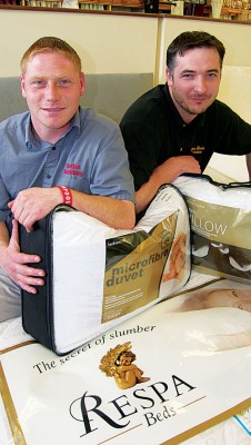 Coley Walsh (left) and Neil Kilmartin of Better Bedding launch the Respa great duvet and pillow(s) giveaway.