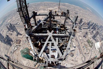 The breathtaking view from the top of one of the cranes at work in Dubai.
