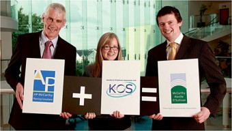 Pictured at the merger announcement of McCarthy Keville O’ Sullivan Limited are Gus McCarthy, Corina O’ Sullivan and Brian Keville