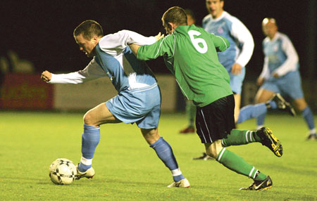 Seamie Crowe on the attack in Terryland Park on Saturday night.