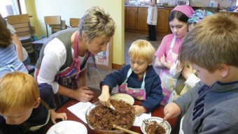 Children enjoy making Rice Krispy buns with Kate Wright at the Clarinbridge Arts Festival.